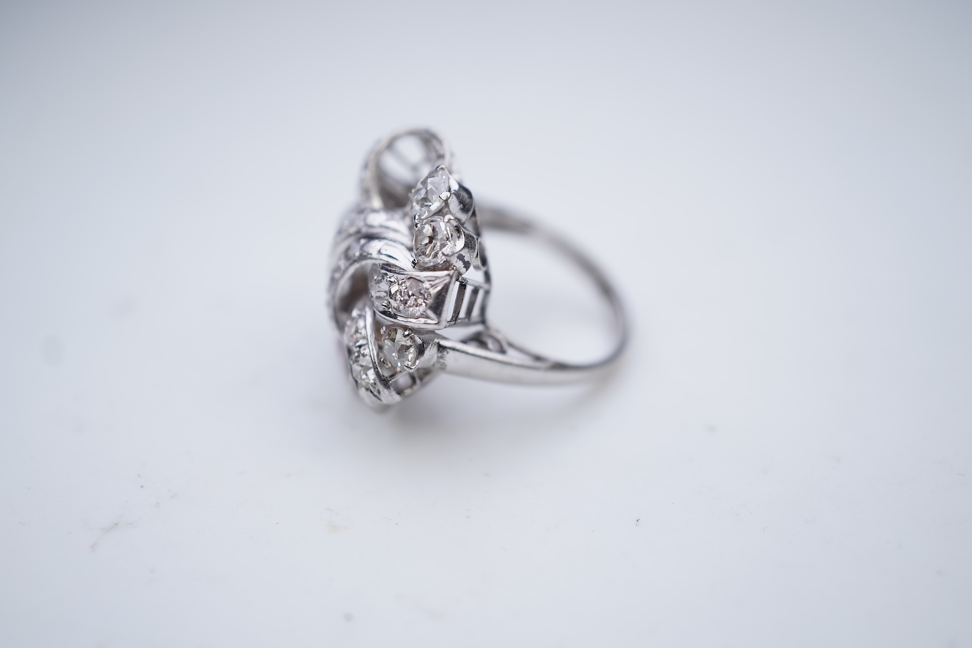 A diamond cocktail ring, mid 20th century